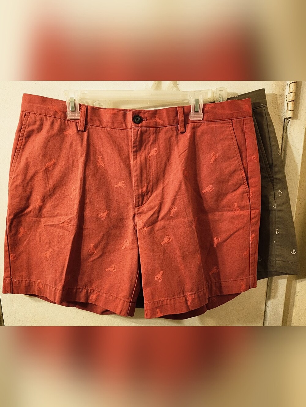 Amazon Essentials Chino Shorts Bundle Salmon Lobster Print & Grey Anchor Print